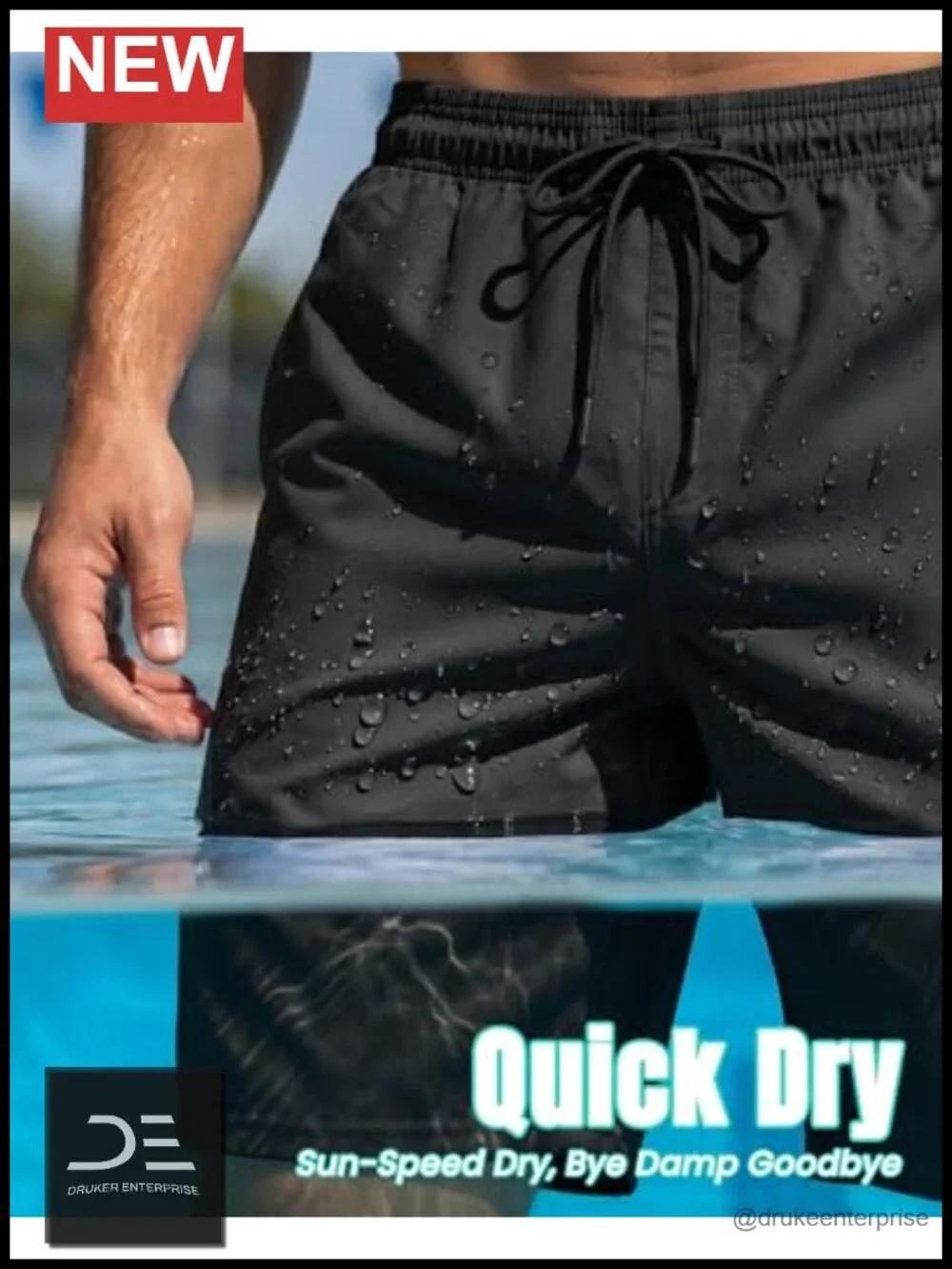 Men's 9-Inch Swim Trunks with Quick-Dry Fabric & Compression Liner